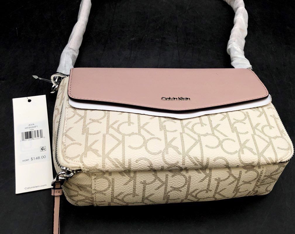 NWT Calvin Klein Rose White Top Handle Bag