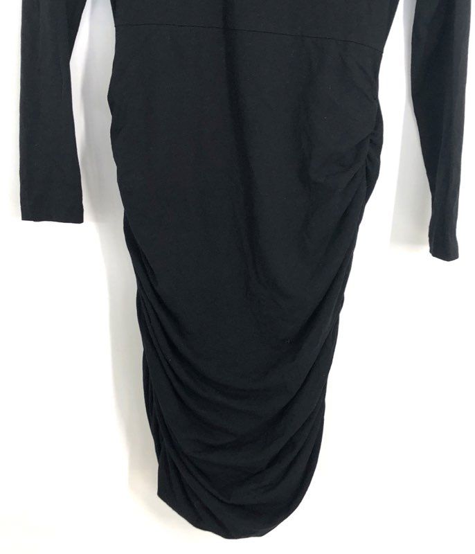 Express Women's Black Ruched Side Long Sleeve Scoop Neck Dress Sz M NWT