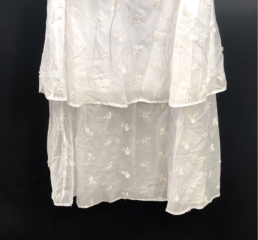 Altar'd State Women's White Strapless Tiered Applique Embroidered Dress Sz M NWT