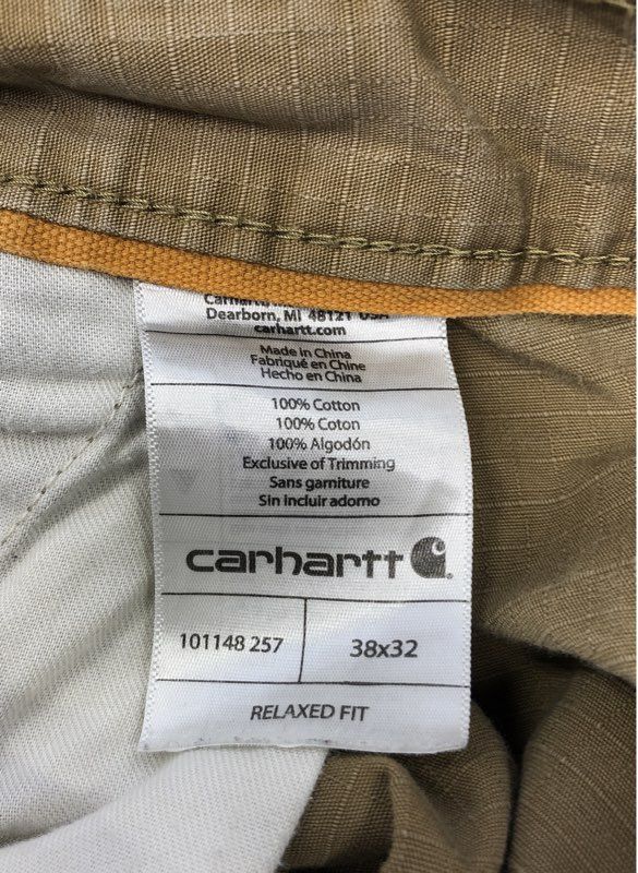 Carhartt Men's Khaki Force Relaxed Fit Ripstop Cargo Pants Sz 38x32