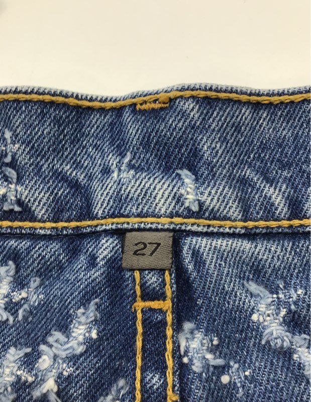 Carmar Women's Light Wash Distressed High Rise Denim Patchwork Shorts Sz 27
