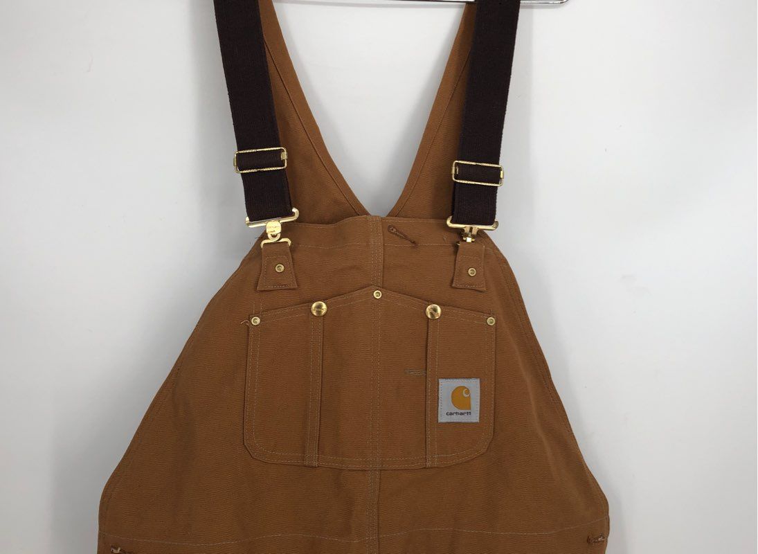 Mens carhartt shops brown bib overalls R01 44x30