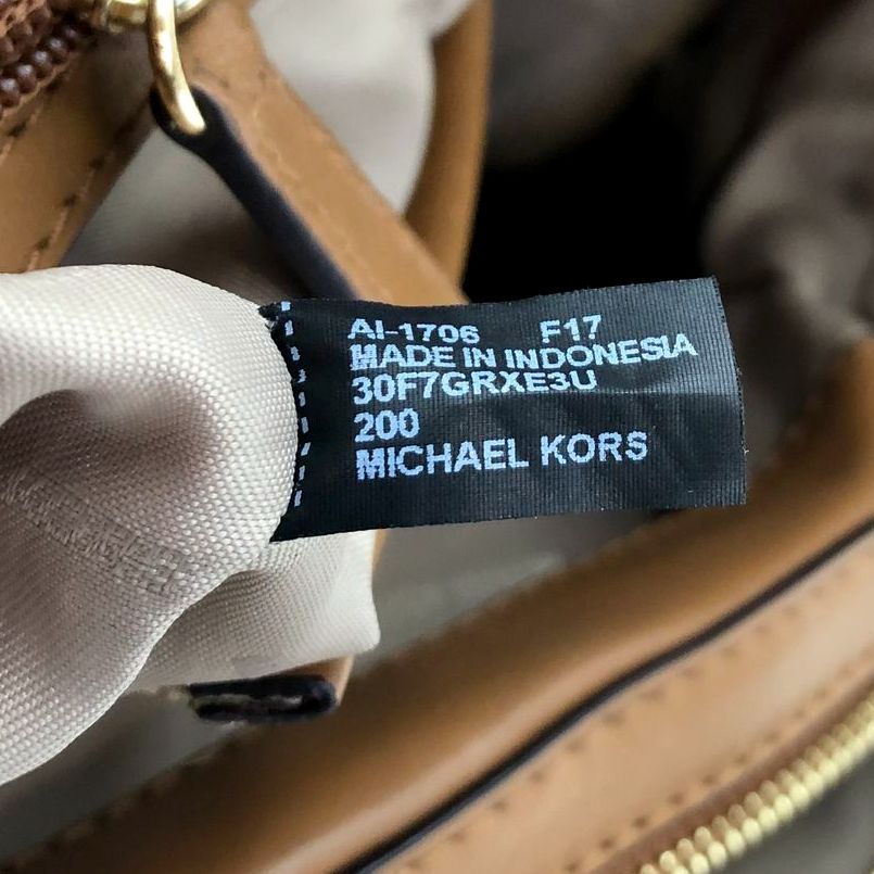 Michael Kors 'Raven' Signature Print Shoulder Bag w/ Leather Trim & Studs (+COA)