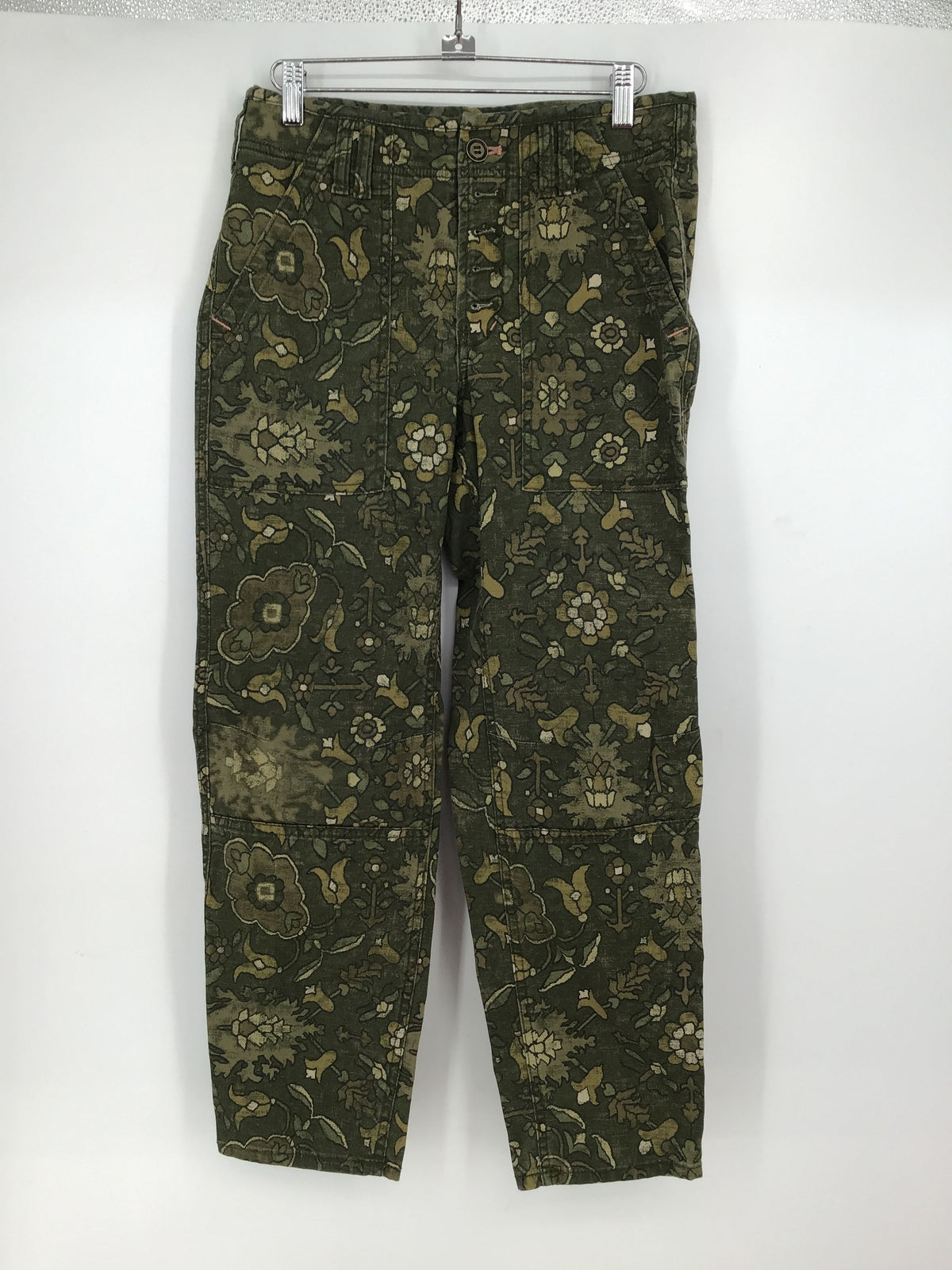 Anthropologie Women&#39;s Green Floral The Wanderer Trouser Pants - Size 26