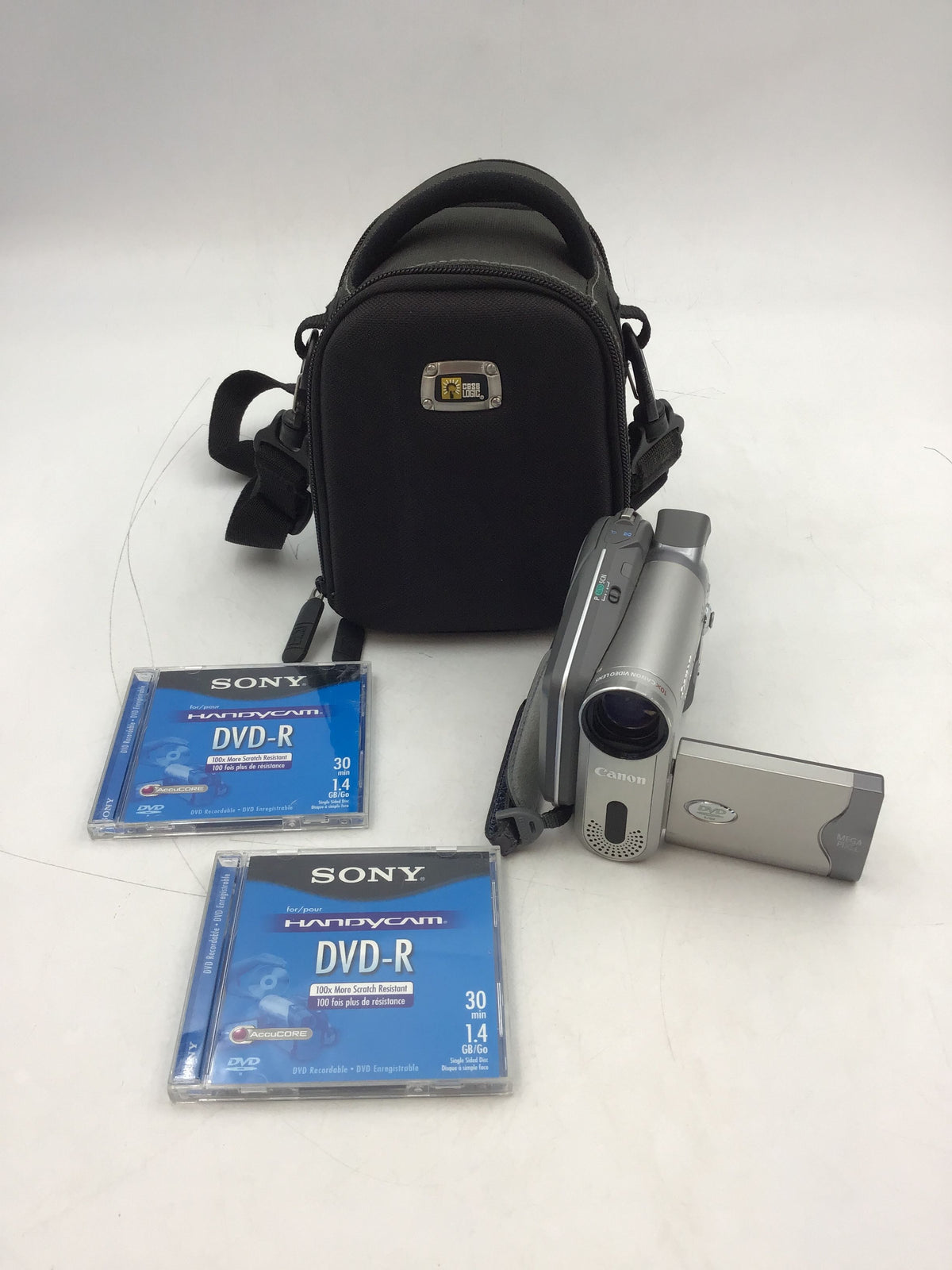 Canon NTSC DC10 Silver Handheld DVD Camcorder With Case And Disc