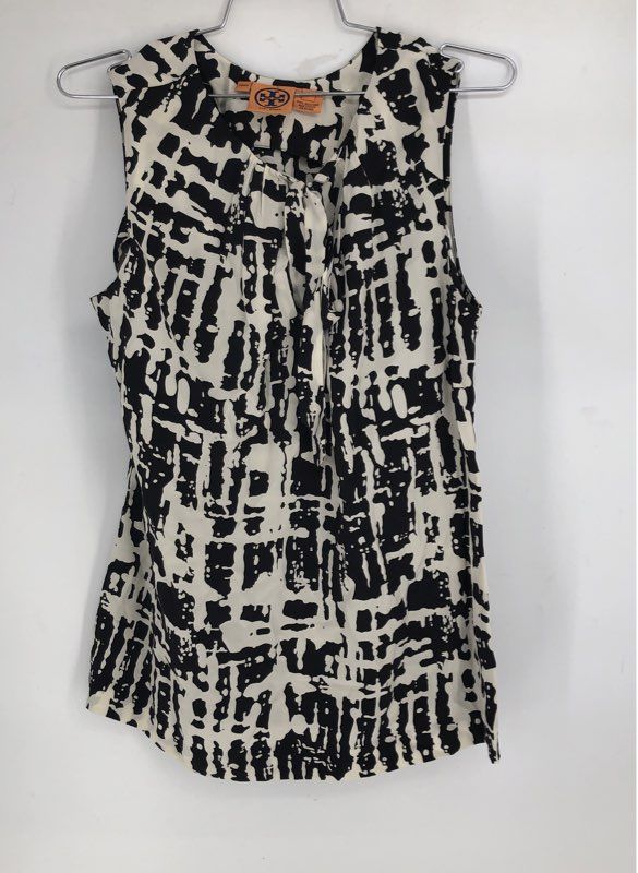 Tory Burch Women's Black White Silk Blouse - Size 8