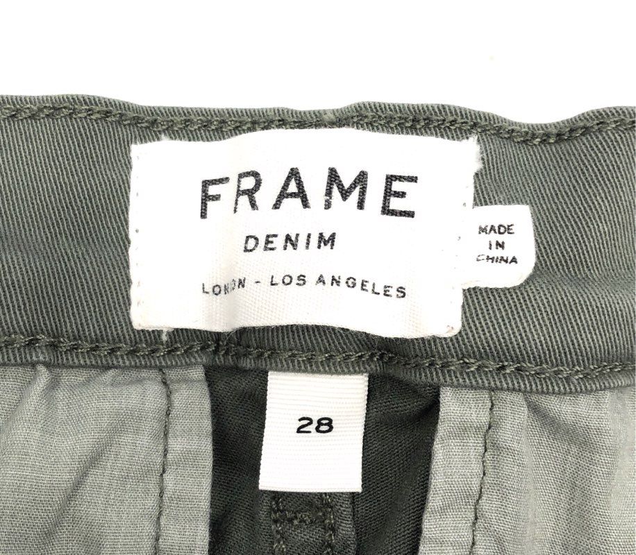 Frame Women's Platoon Skinny Cargo Pants Olive Ankle Zip Distressed Sz 28