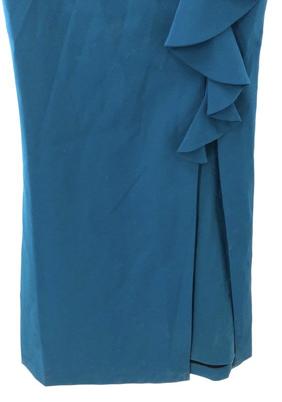 Eliza J Women's Teal Gown Dress NWT Sleeveless Ruffle Cascade Formal Sz 8