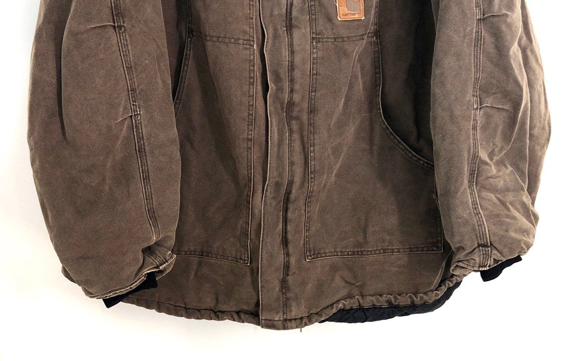 Vintage Y2K Carhartt Men's Sandstone Traditional Coat Chestnut Made in USA 4XL