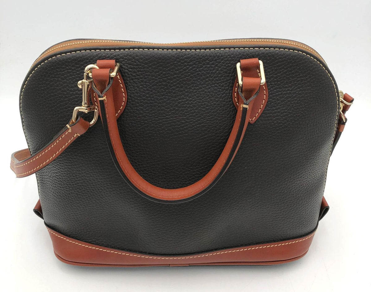 Dooney & Bourke Smoke Grey\Brown Leather Satchel Bag (+COA)