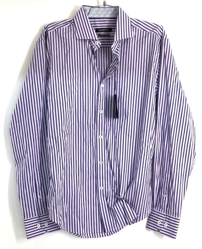 Bugatchi Men's Long Sleeve Button Down Shirt Lot 7 NWT Lavender Striped Sz M