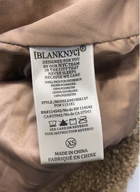[BLANKNYC] Women's Tan Teddy Sherpa Shacket Jacket Woah Nelly Snap Front Sz XS