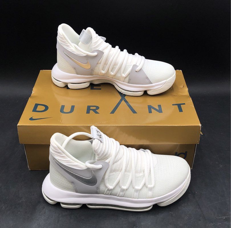 Nike Zoom KD 10 White Chrome Pure Platinum Youth Basketball Shoes Size 6.5Y