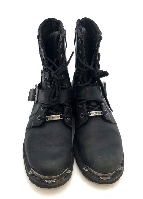 Harley-Davidson Lornell Black Studded Leather Motorcycle Boots Women's Size 9