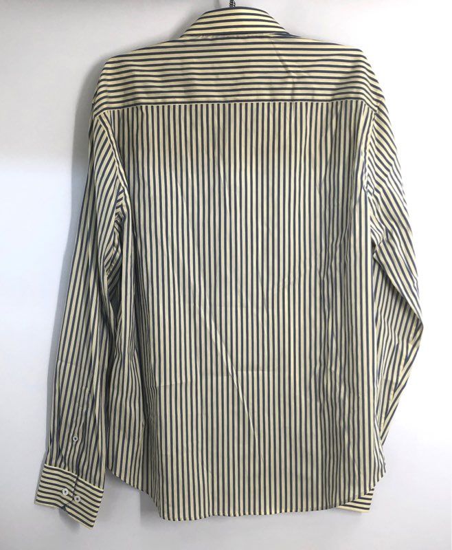Bugatchi Men's Long Sleeve Button Down Shirt Lemon Striped Shaped Fit NWT Sz L