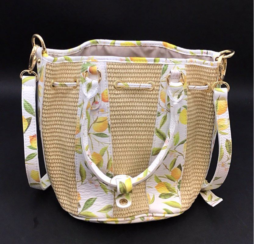 Valentina Multicolor Lemon Print Bucket Bag
