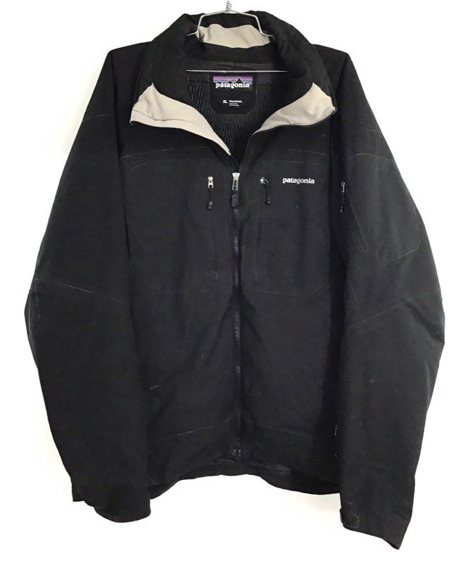 Patagonia Men's Black Technical Waterproof Shell Jacket Full Zip Hooded XL