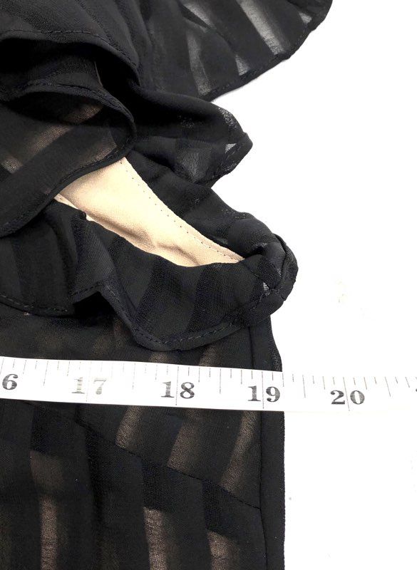 November Four Women's Black Lace Sheer Stripe Flutter Blouse Sz S NWT