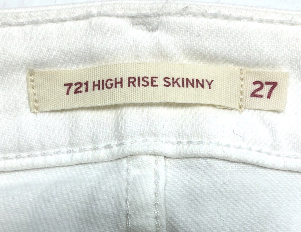 Levi's Women's 721 High Rise Skinny Jeans White Distressed Raw Hem Sz 27