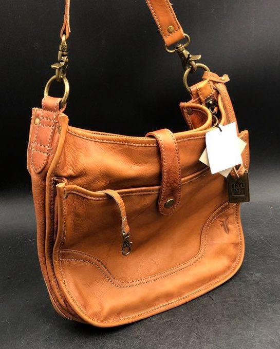 Frye Brown Leather Slouchy Hobo Crossbody Shoulder Bag Antique Brass Hardware