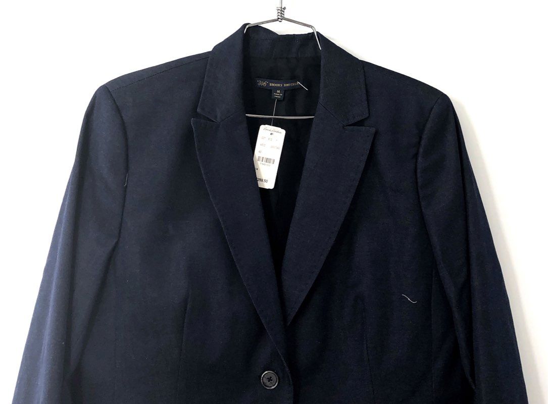 Brooks Brothers 346 Women's Blazer Navy Blue Cotton Wool Blend NWT Sz 14