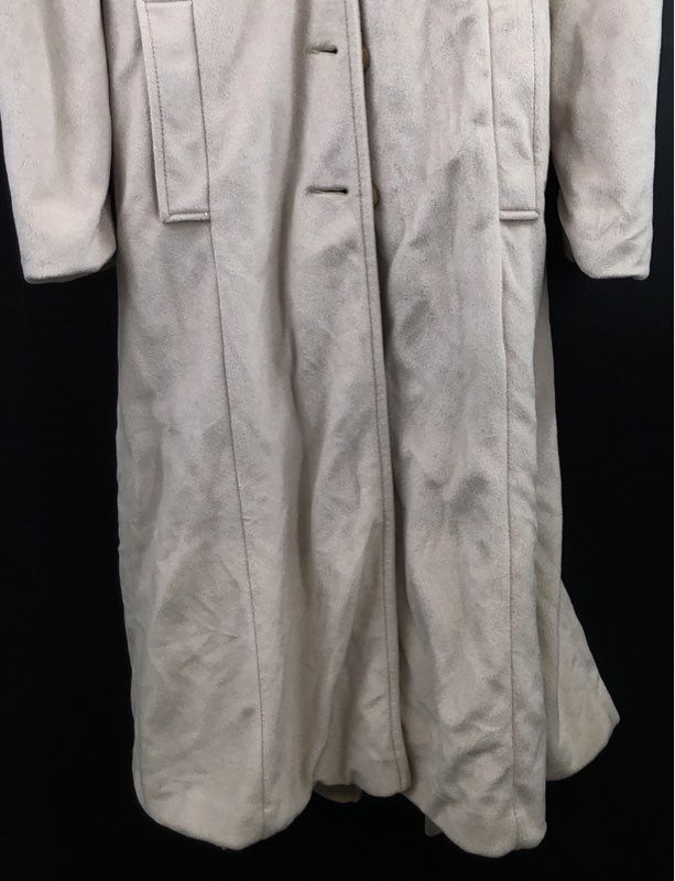 Vintage 70s Sherwood of Ohio Long Fur Collar Belted Suede Cloth Coat Sz S/M