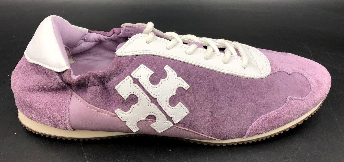 Tory Burch Women&#39;s Lilac Purple Suede &amp; White Leather Sneakers - Size 9.5 (+COA)