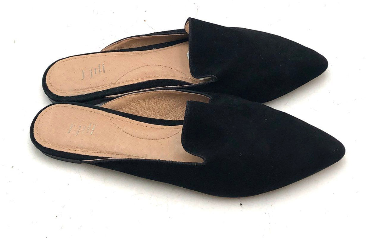 J. Jill Black Suede Pointed Toe Mules Slip On Loafers Women's Size 6.5