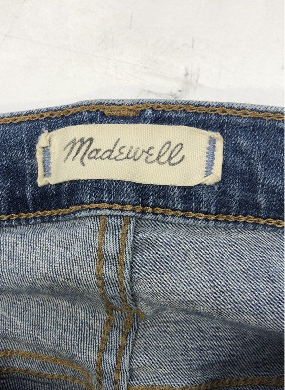 Madewell Women's 10" High-Rise Skinny Jeans Blue Distressed Ripped Raw Hem Sz 30