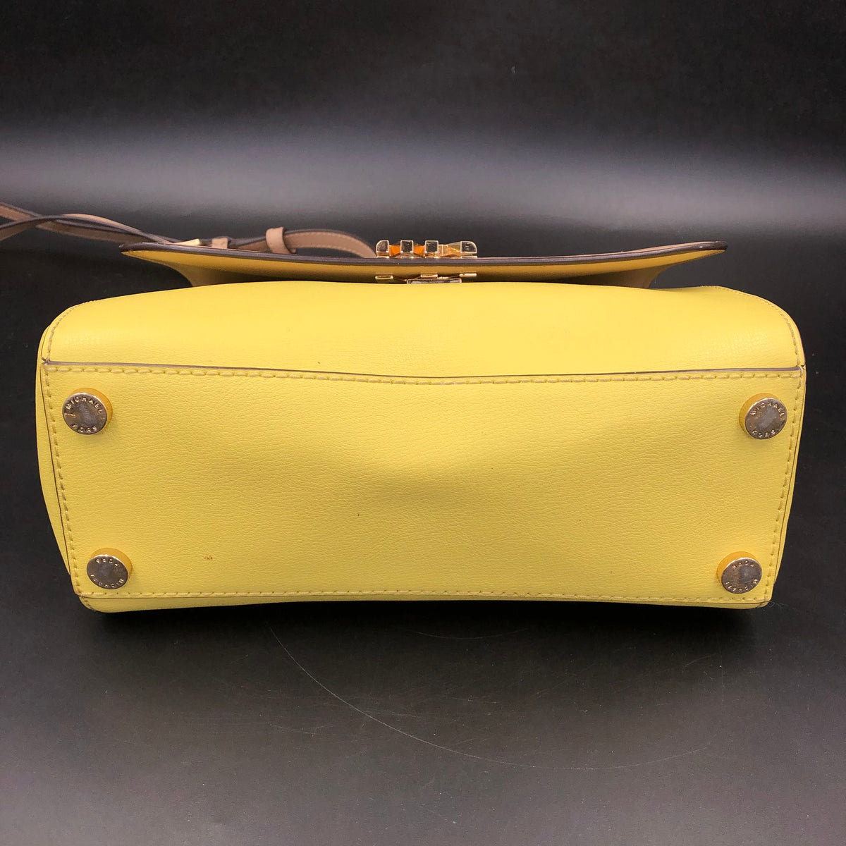 Michael Kors Khaki\Neon Yellow Leather 'Lolita' Crossbody Bag (+COA)