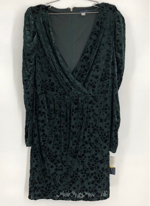 Tommy Hilfiger Women's Green Burnout Velvet Floral V-Neck Faux Wrap Dress NWT 14