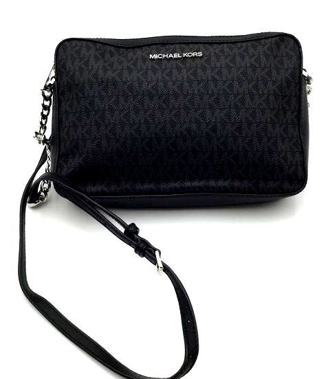 Authentic Michael Kors Women&#39;s Black Gray Signature Crossbody Bag - COA Included