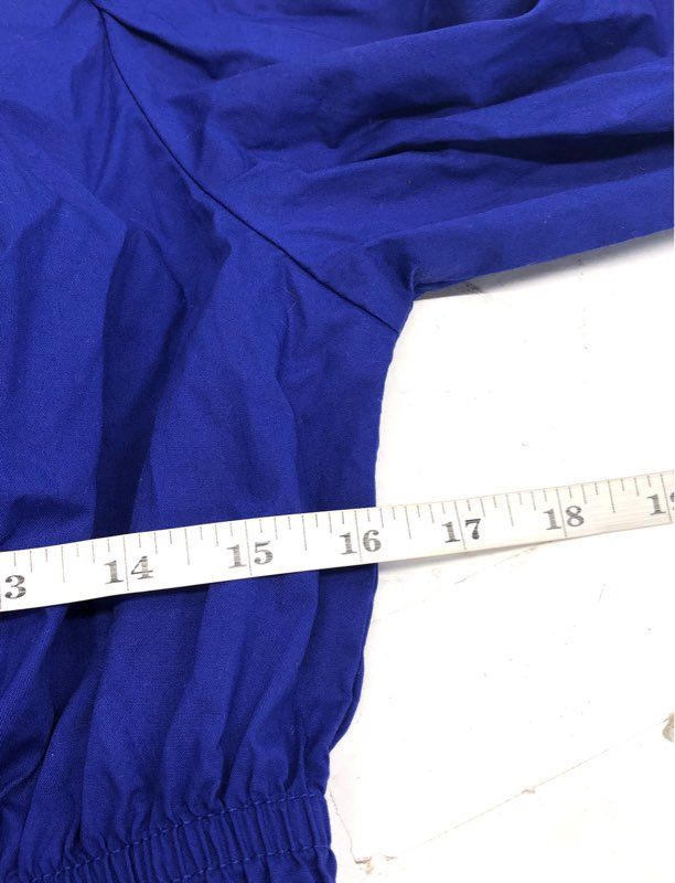 Gap Women's Blue Smocked Waist Peplum Top Puff Sleeve Cotton NWT Sz XXS