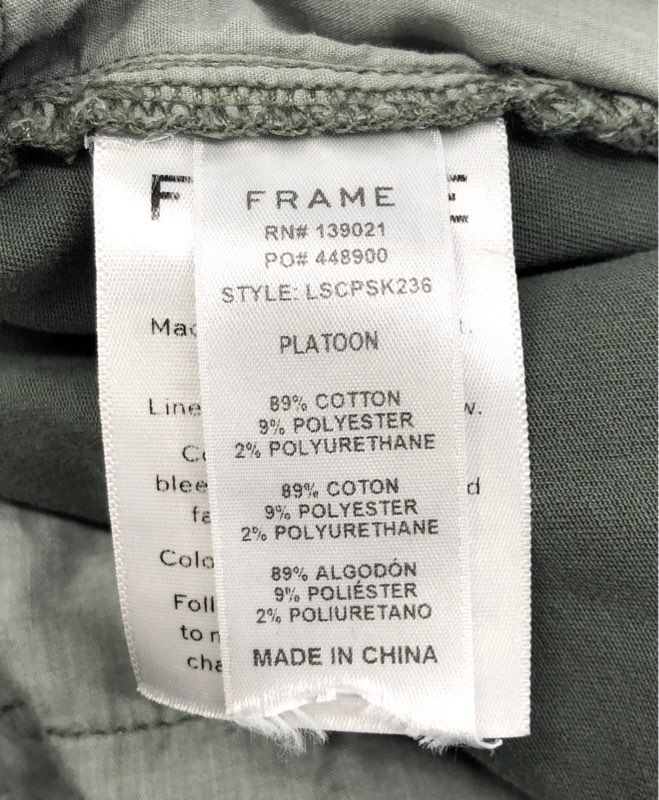 Frame Women's Platoon Skinny Cargo Pants Olive Ankle Zip Distressed Sz 28