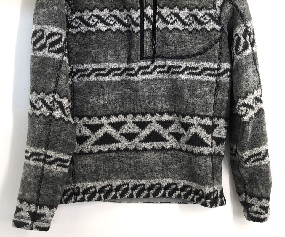 The North Face Men's Gray Geometric Pattern 1/4 Zip Fleece Pullover Sz S