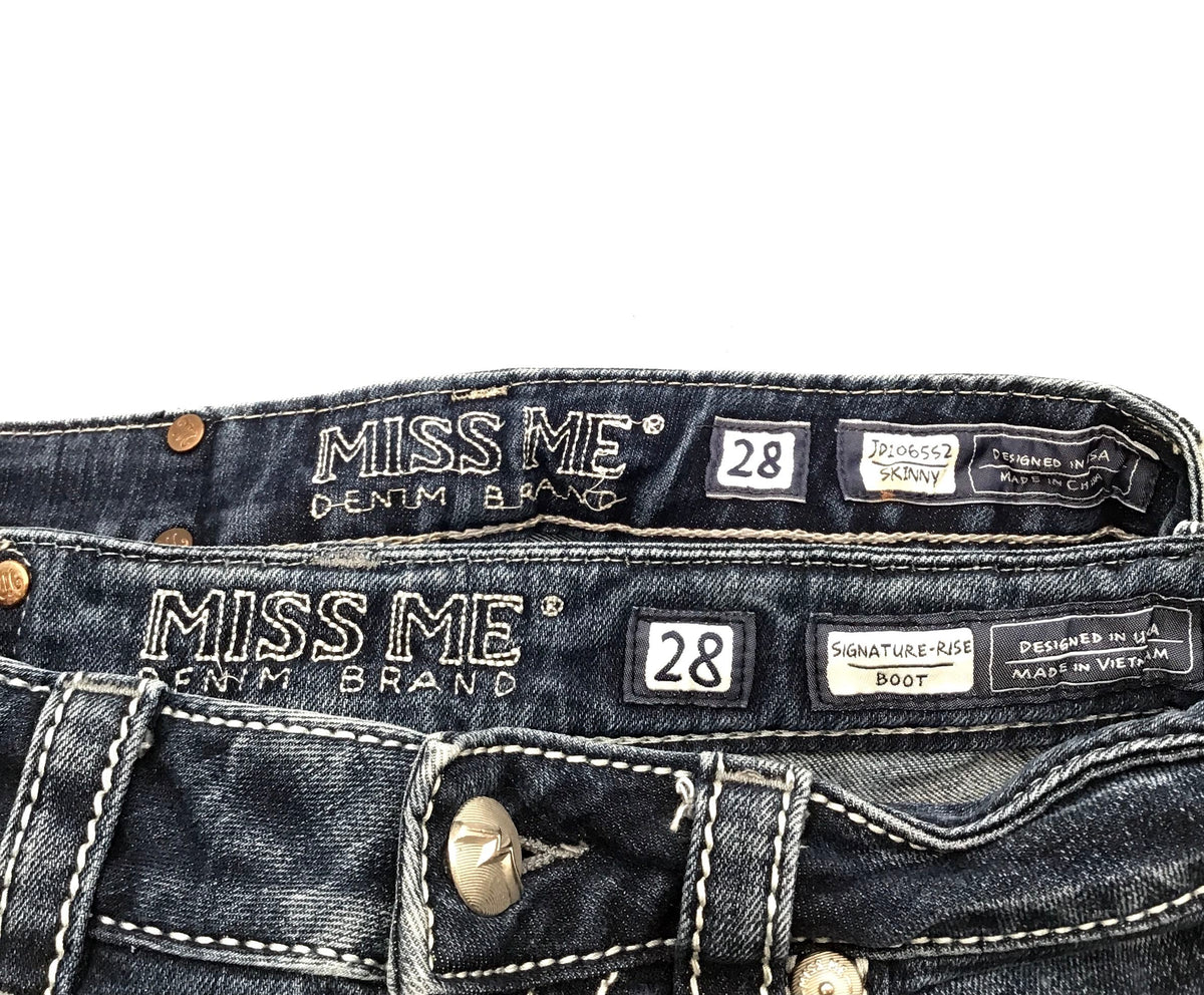 Miss Me Blue Denim Skinny &amp; Bootcut Jeans - Size 28 Lot Of 2