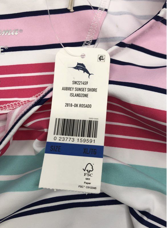 Tommy Bahama Women's Aubrey Sunset Shore IslandZone Striped UPF 30 NWT Sz XL