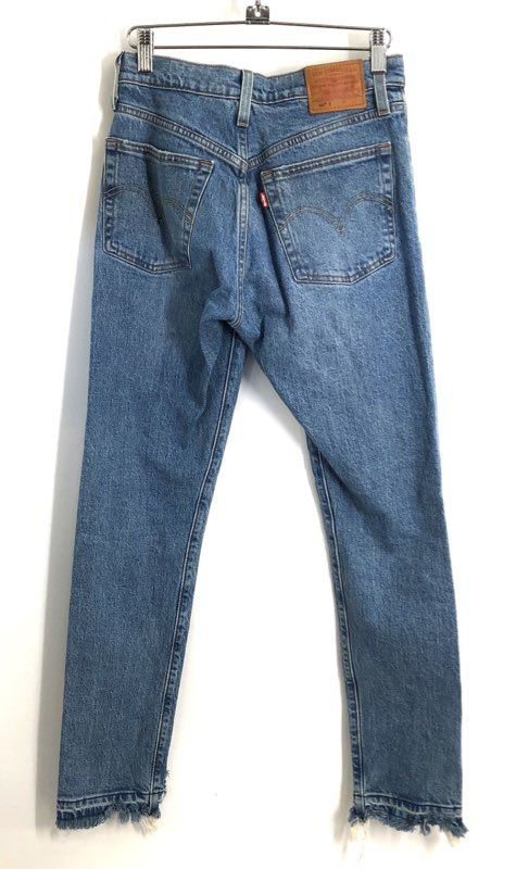 Levi's Women's 501 Skinny Jeans Blue High Rise Button Fly Raw Hem W24 L28