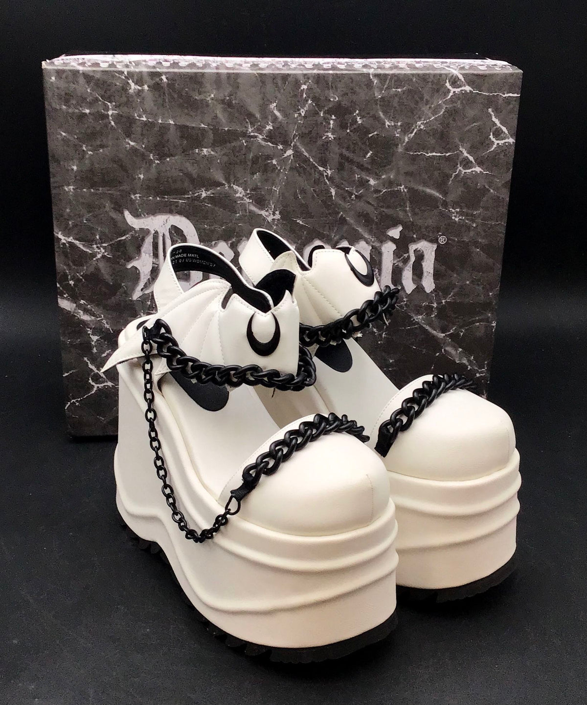 NIB Demonia Women's Wave 20 White Ankle Strap Sandals - Size 7