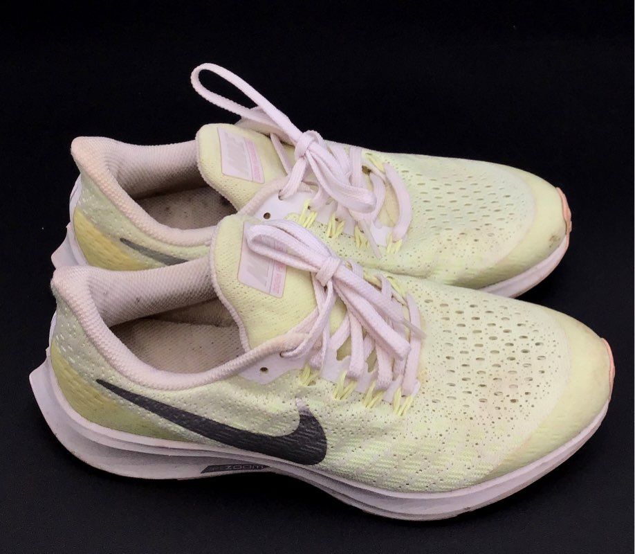 Nike Girls Air Zoom Pegasus 35 AH3481 100 Yellow Pink Athletic Shoes - Size 5Y