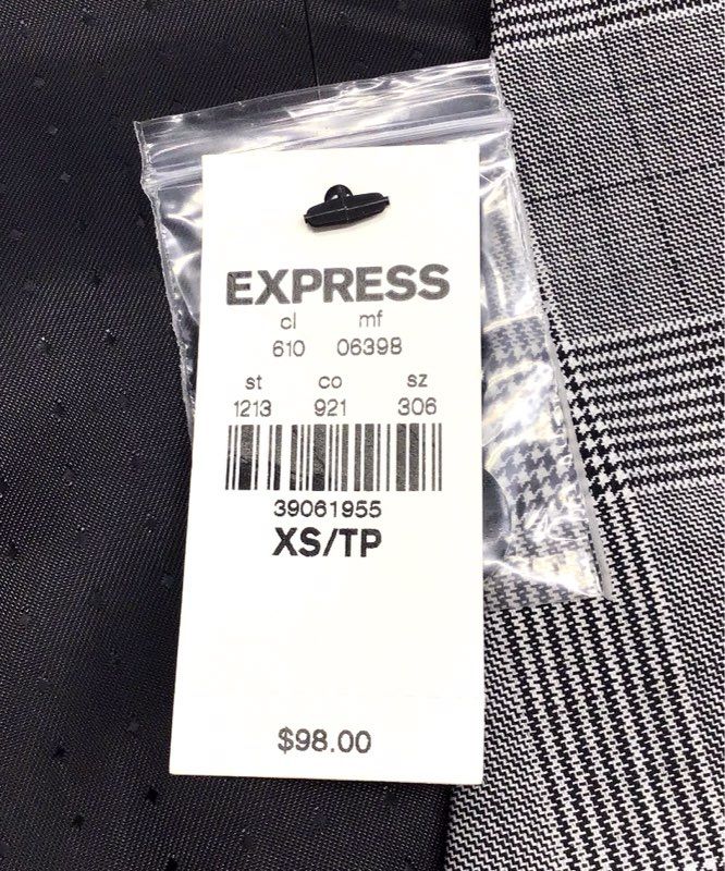 Express Men's Gray Glen Plaid Wool Blend Suit Vest Waistcoat NWT Sz XS