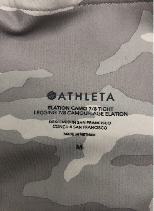 Athleta Women's Elation Camo 7/8 Tight Leggings Gray Tan Camouflage Size M