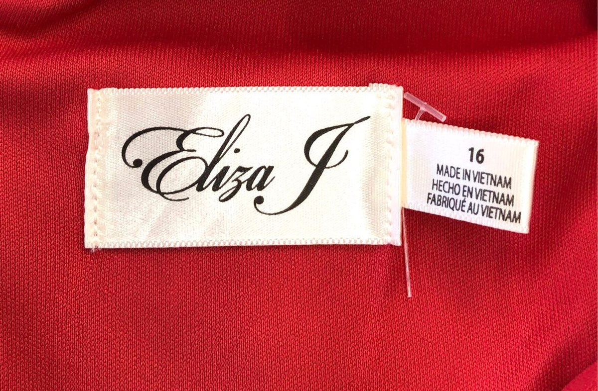 Eliza J Women's Red Sheath Dress Bow Shoulder V-Neck NWT Size 16