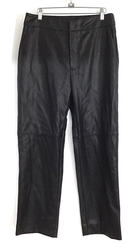 Banana Republic Women's Black Vegan Faux Leather Straight Leg Pants NWT Sz 10