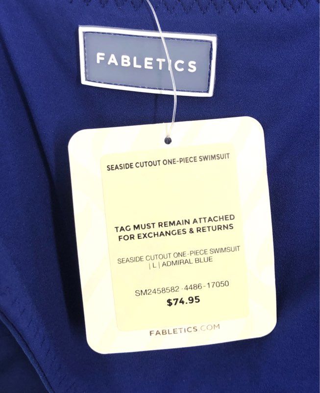Fabletics Women's Seaside Cutout One-Piece Swimsuit Admiral Blue NWT Size L