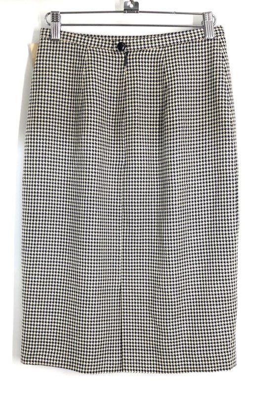 Vintage 90s Sergio Pellari Women's Houndstooth Silk Wool Skirt Italy NWT Sz 40