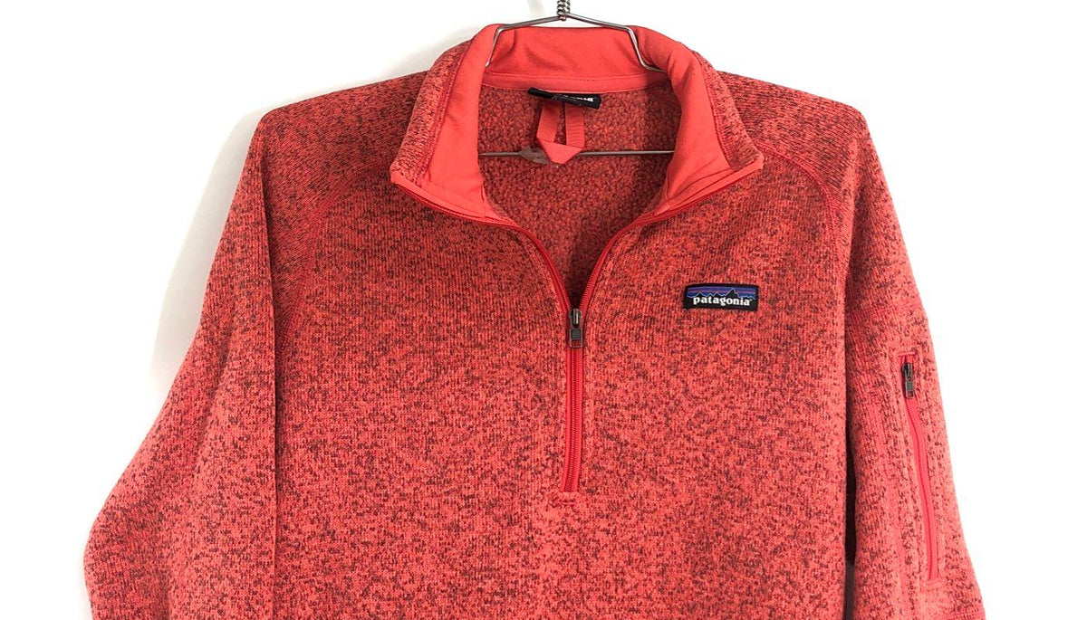 Patagonia Women's Better Sweater 1/4 Zip Pullover Red Heather Fleece Sz M