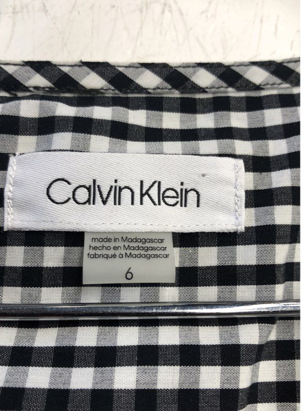 NWT Calvin Klein Women's Black White Check Wrap Dress - Size 6