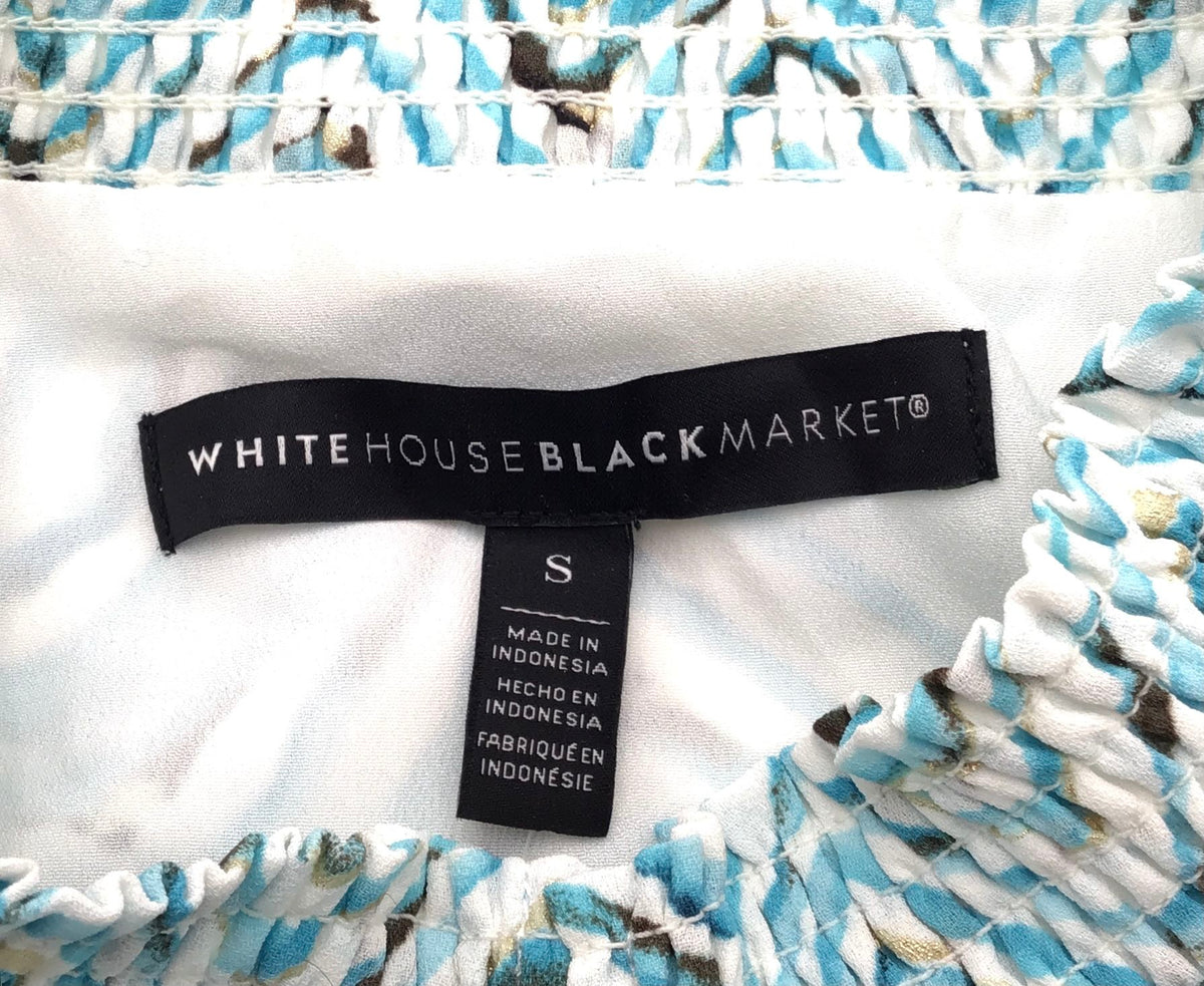 NWT White House Black Market Women&#39;s Blue Rippling Water Blouson Dress - Size S