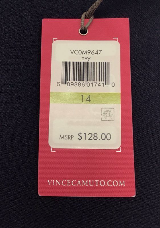 Vince Camuto Women's Navy Ruffle Sleeve Sheath Dress Size 14 NWT